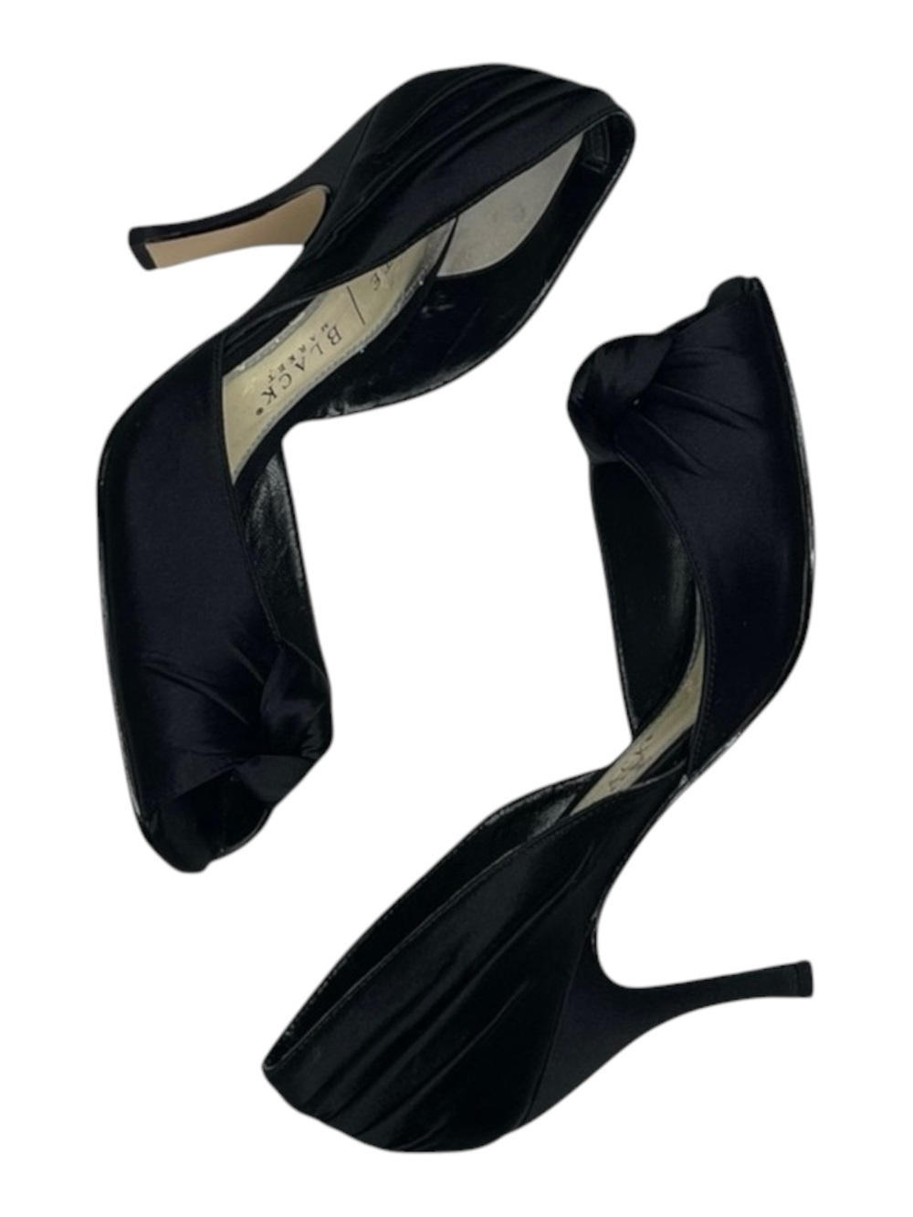 White House Black Market WHBM ❁ Satin Knot Peep Toe D’Orsay Heels ❁ Black 6M ❁ - Picture 14 of 16